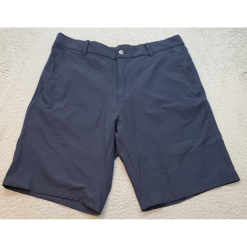 Crivit Shorts Mens 34 Navy Casual Flat Front Stretch‎ Pockets Belt Loops